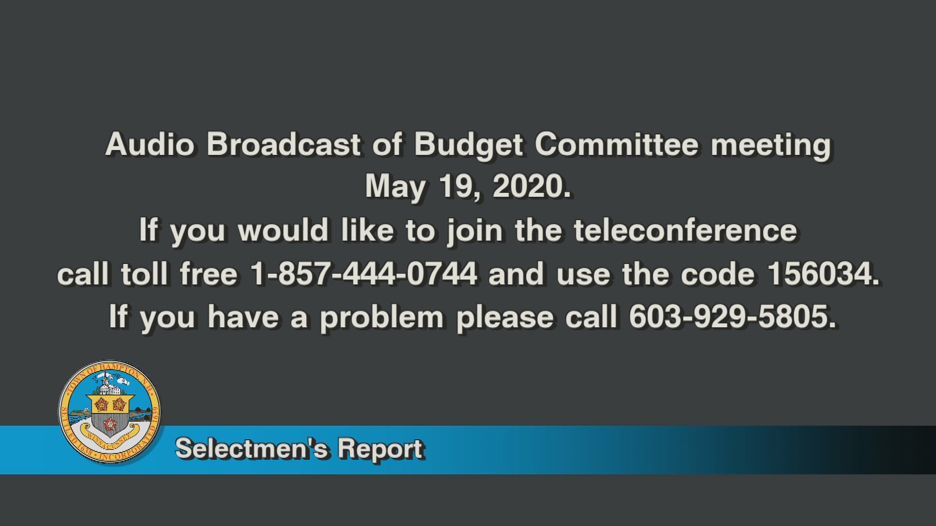 Thumbnail image for Budget Committee, May 19, 2020