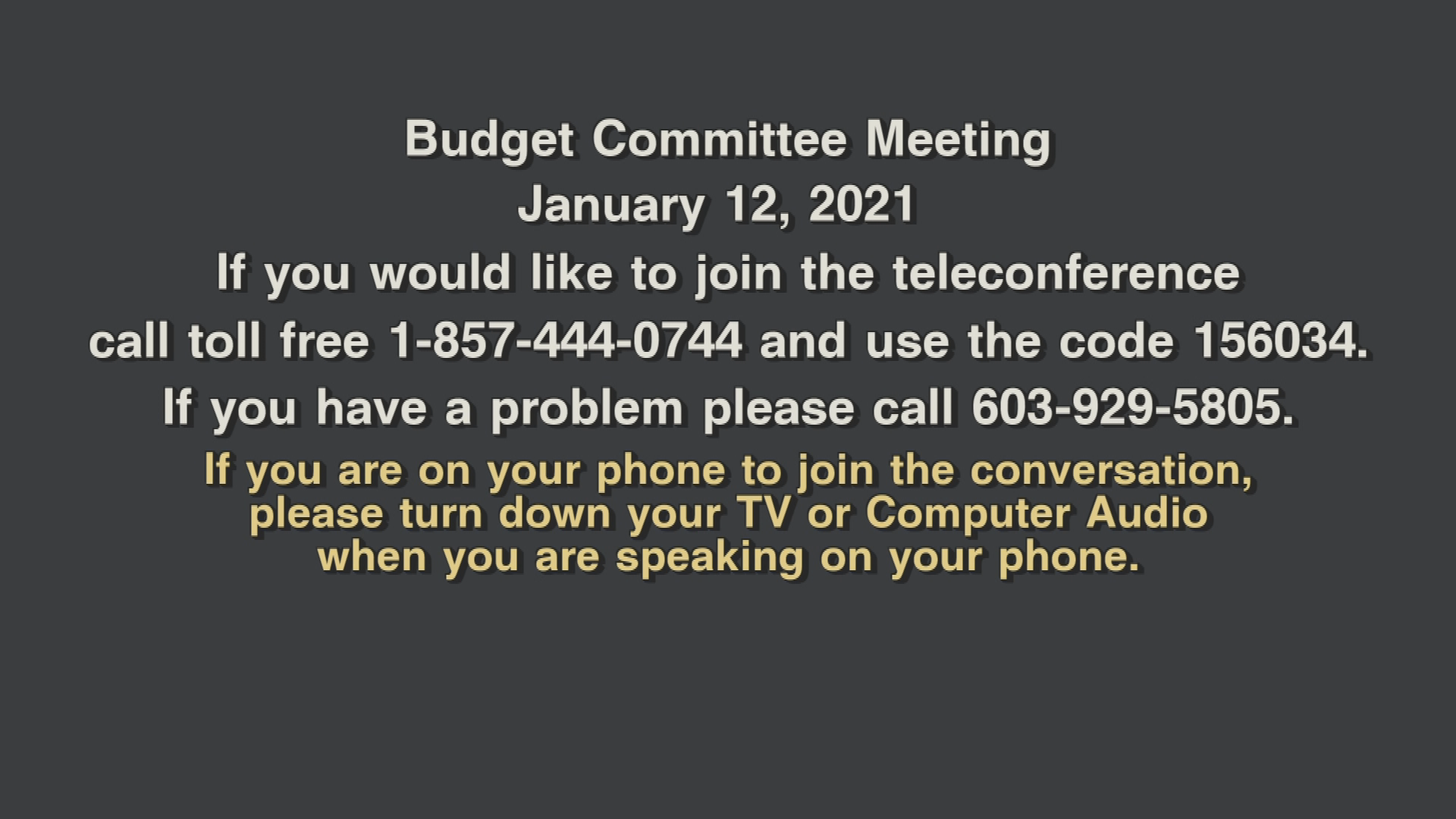 Thumbnail image for Budget Committee, January 12, 2021