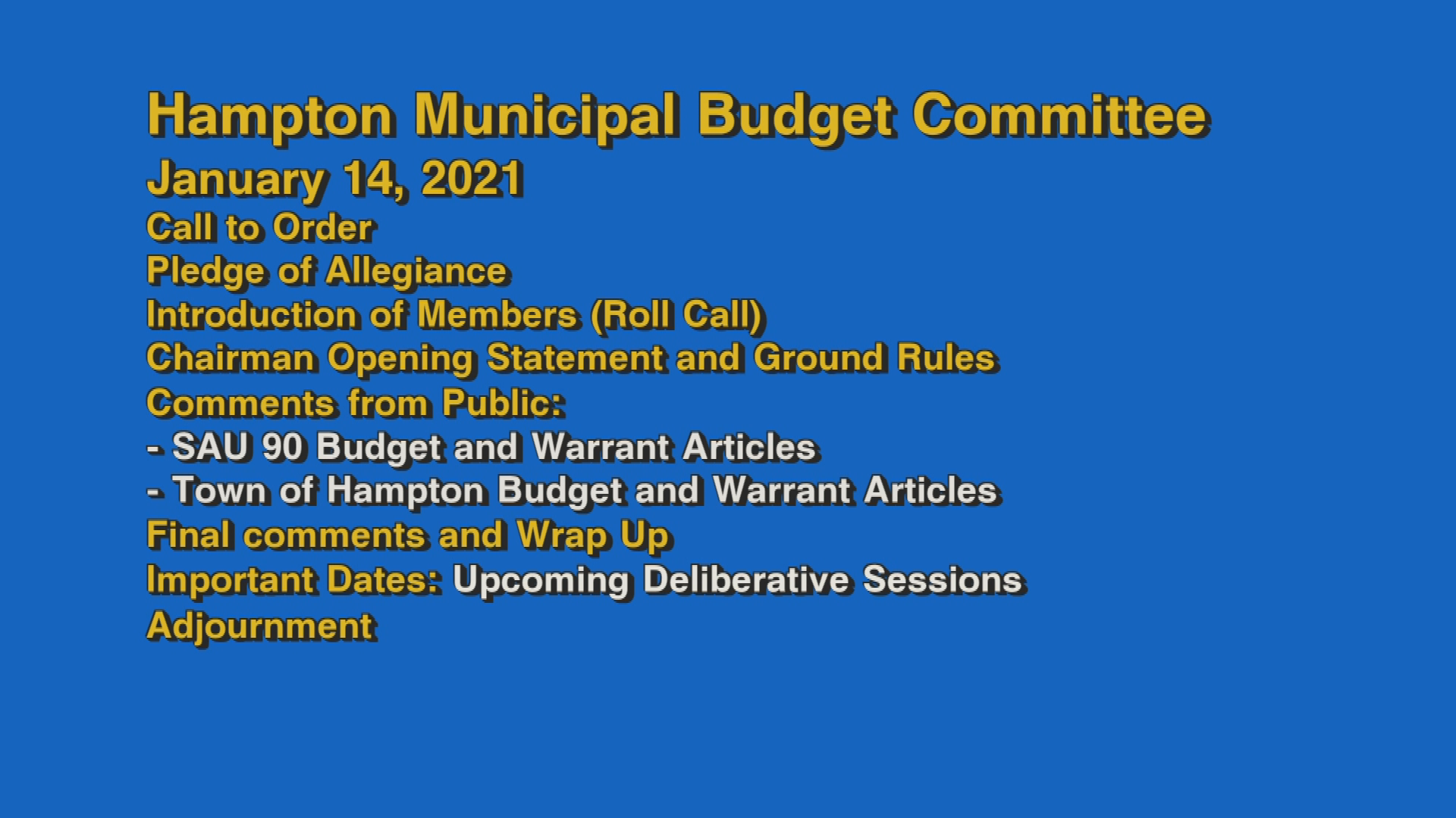 Thumbnail image for Budget Committee, January 14, 2020