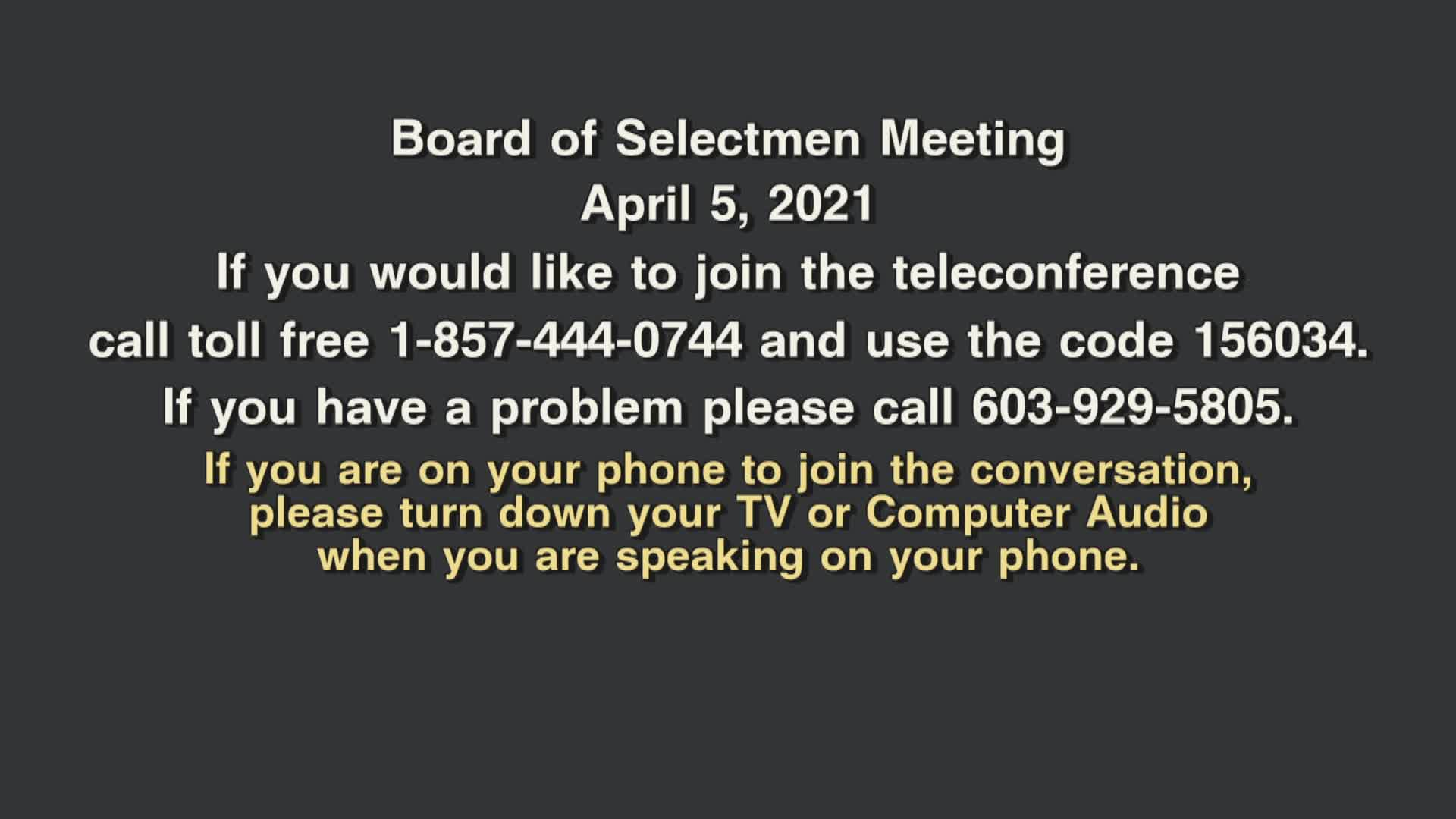 Thumbnail image for Board of Selectmen, April 5, 2021