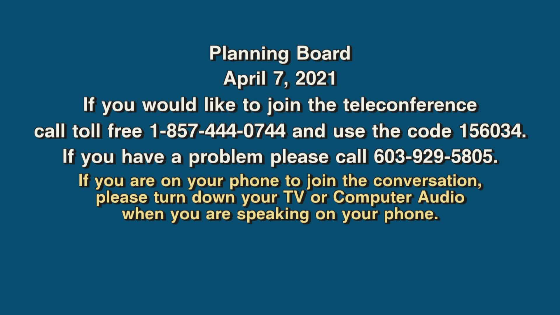 Thumbnail image for Planning Board, April 7, 2021