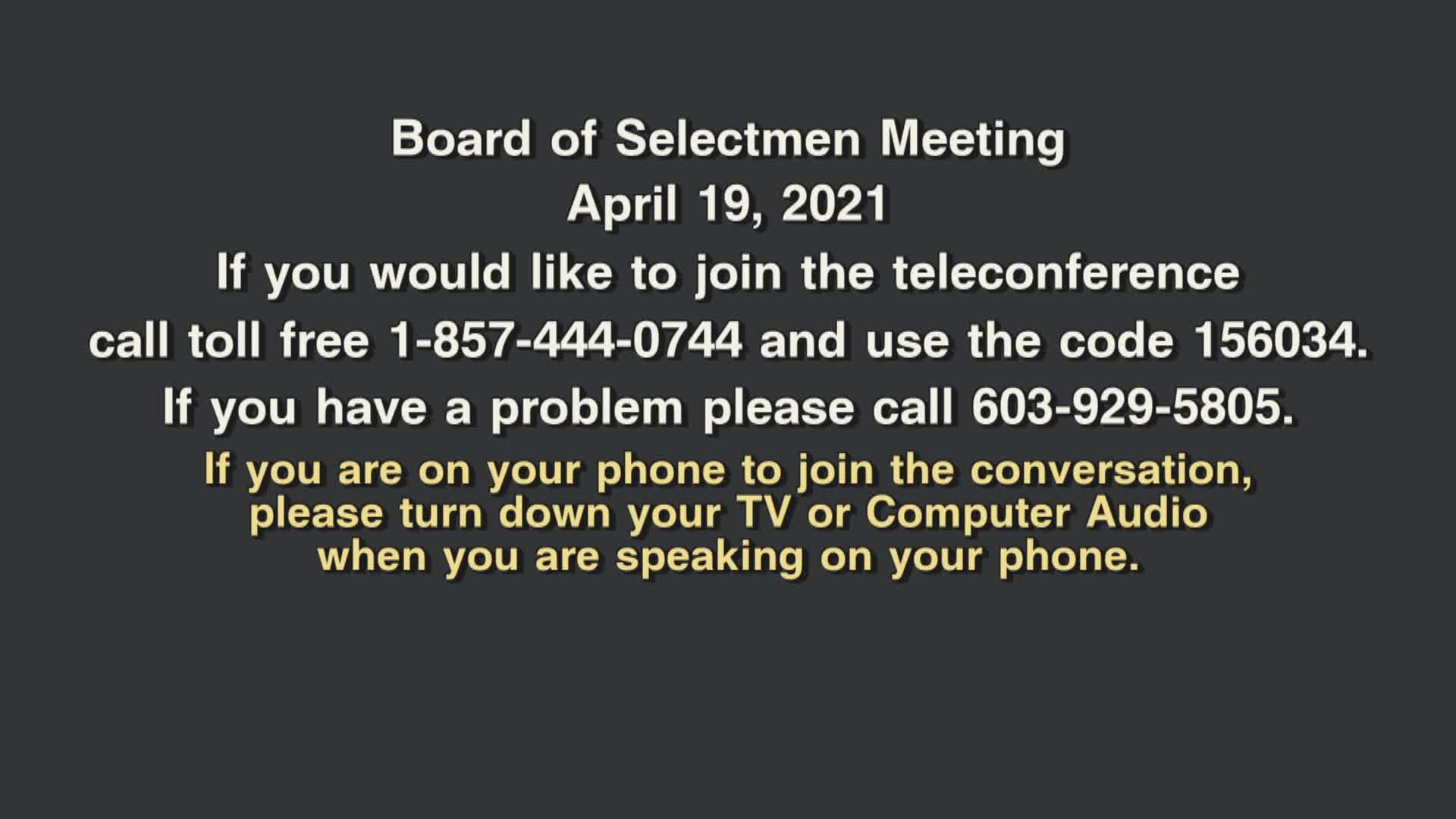 Thumbnail image for Board of Selectmen, April 19, 2021