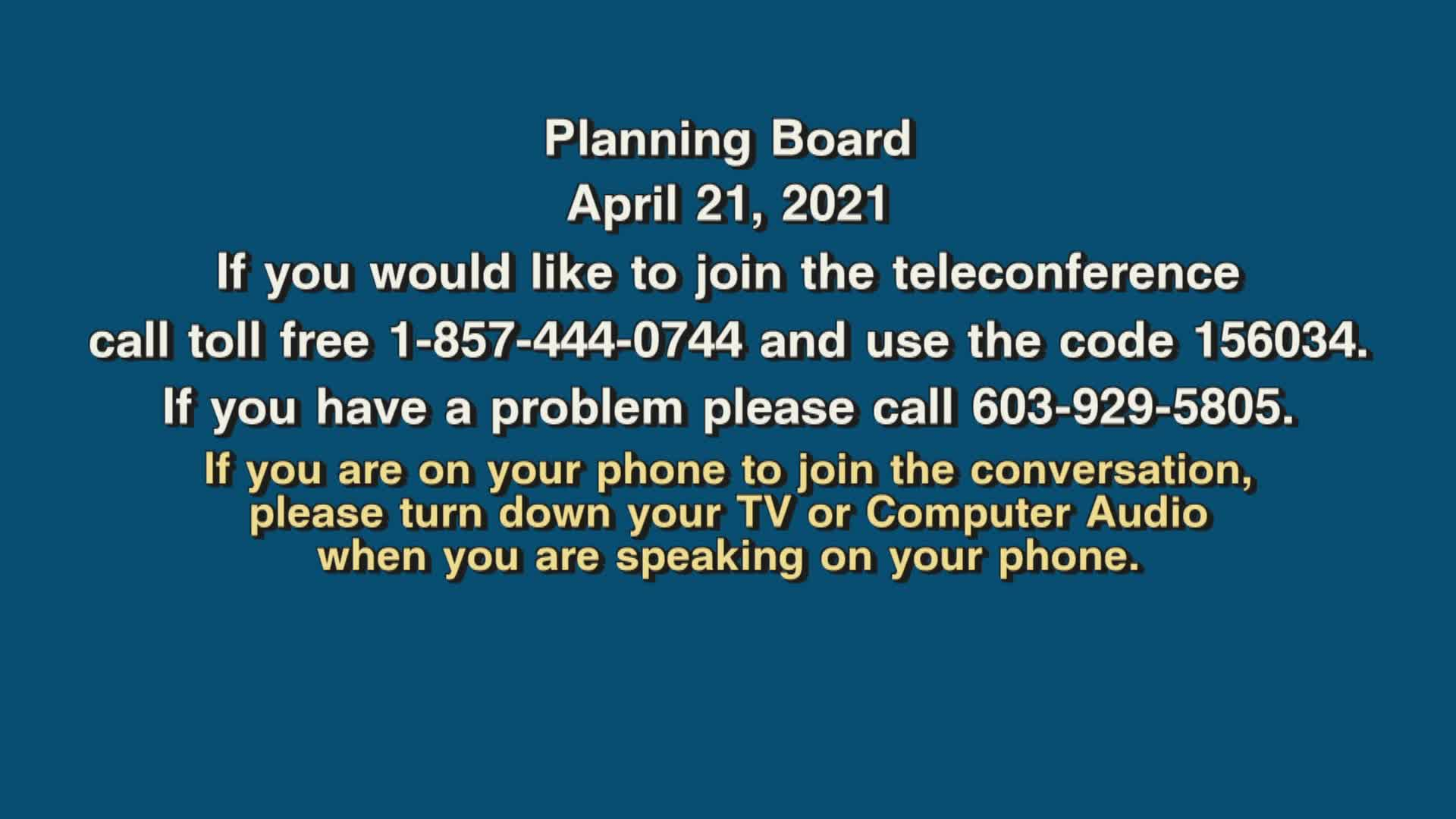 Thumbnail image for Planning Board, April 21, 2021