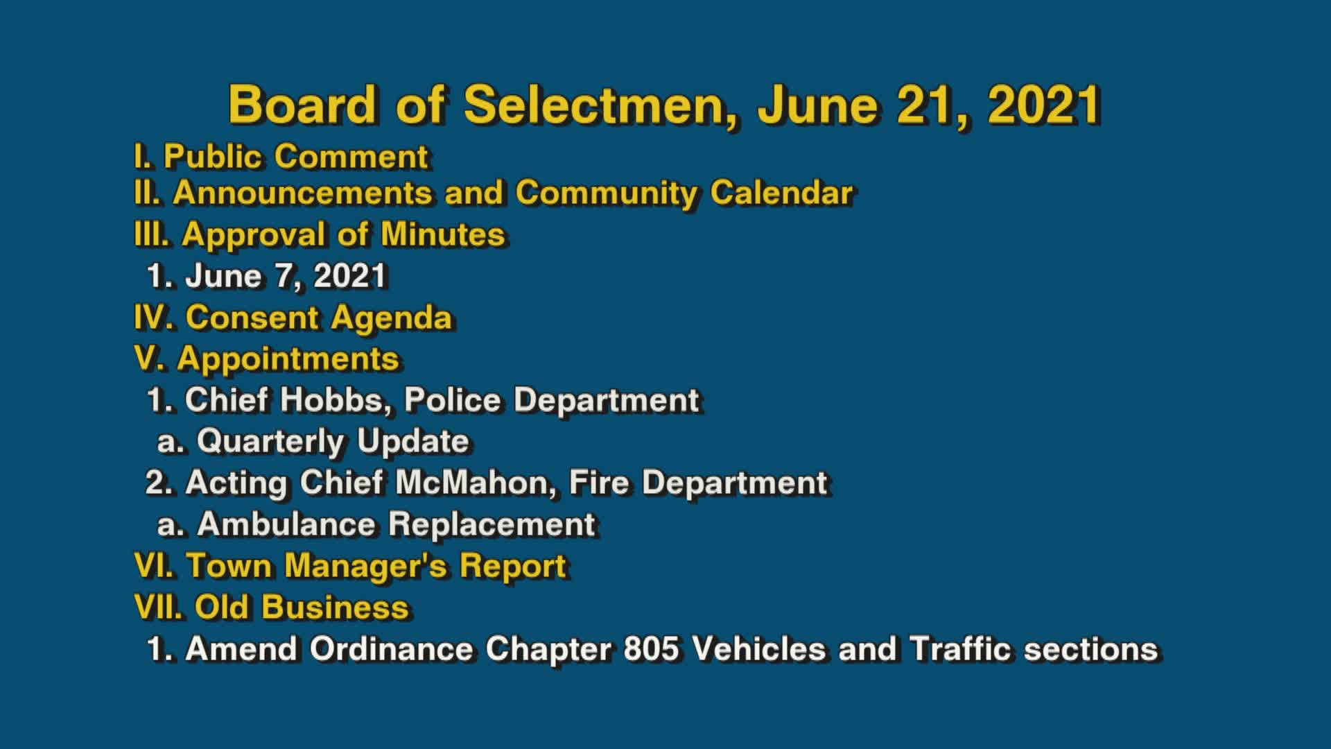 Thumbnail image for Board of Selectmen, June 21, 2021