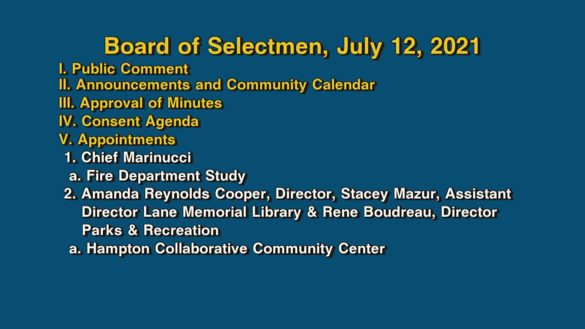 Thumbnail image for Board of Selectmen, July 12, 2021