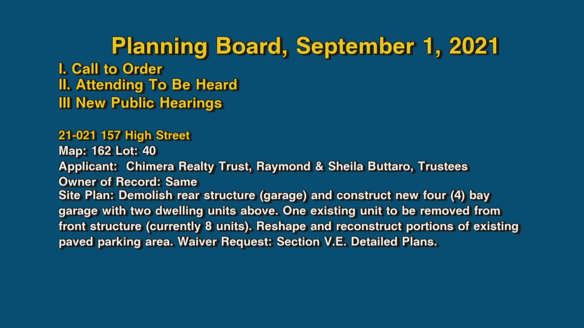 Thumbnail image for Planning Board, September 1, 2021