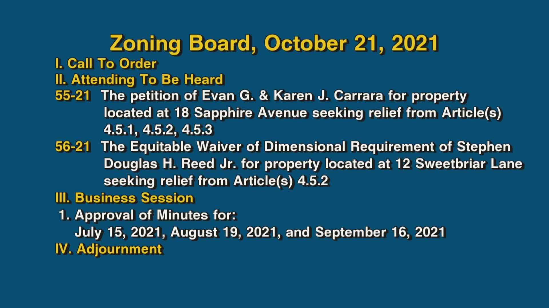 Thumbnail image for Zoning Board, October 21, 2021