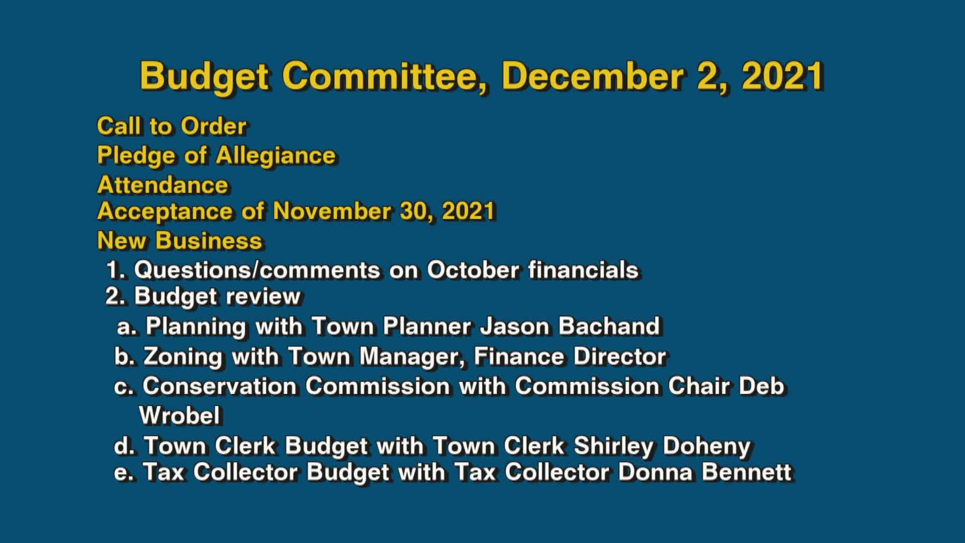 Thumbnail image for Budget Committee, December 2, 2021