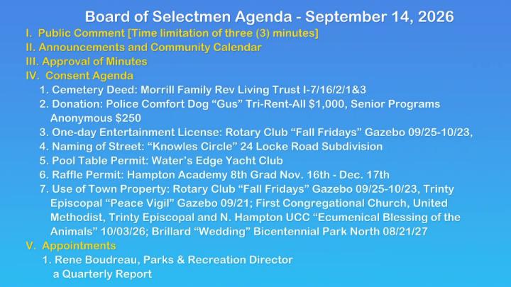Thumbnail image for Board of Selectmen September 14, 2026