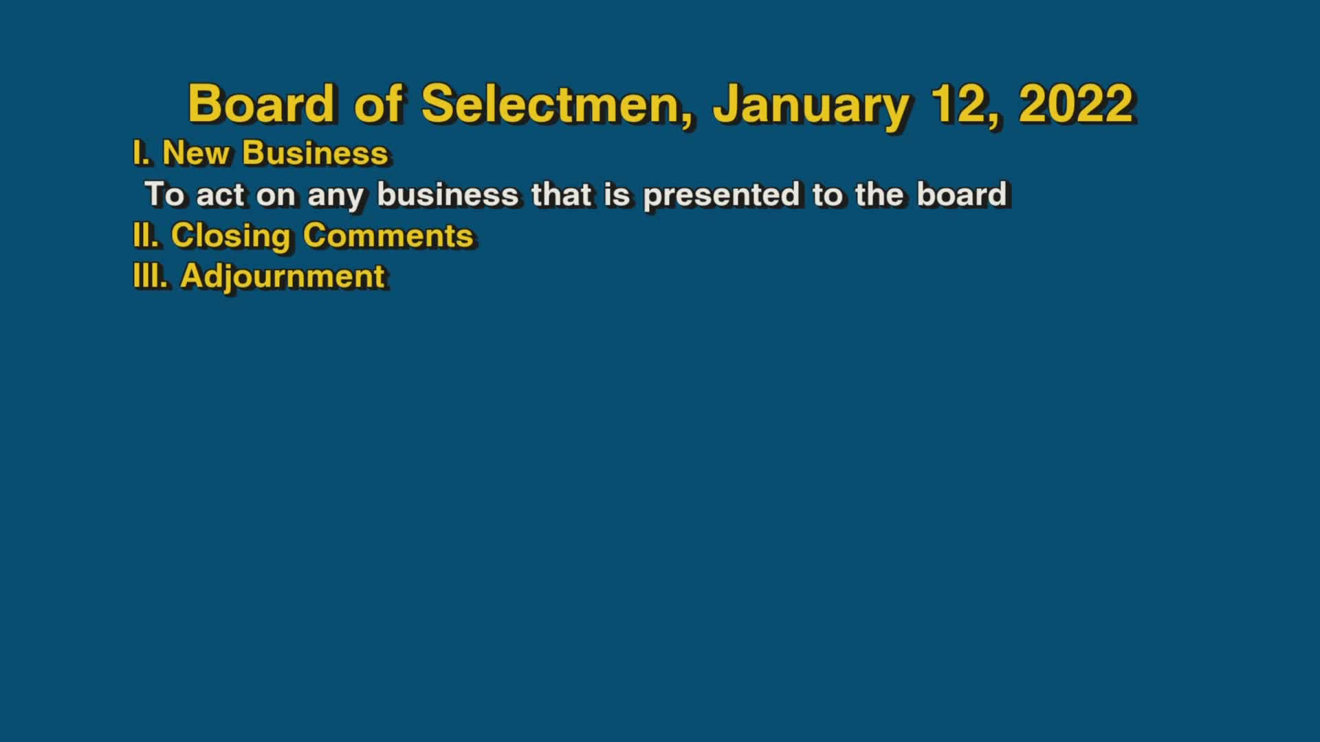 Thumbnail image for Board of Selectmen, January 12, 2022