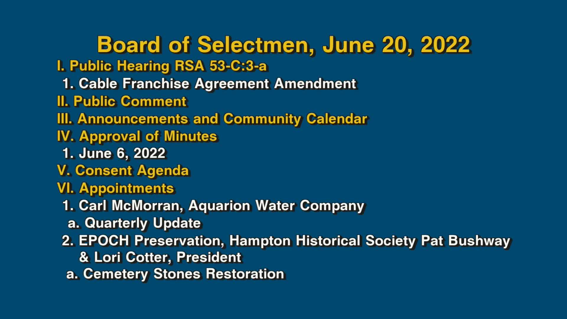 Thumbnail image for Board of Selectmen, June 20, 2022
