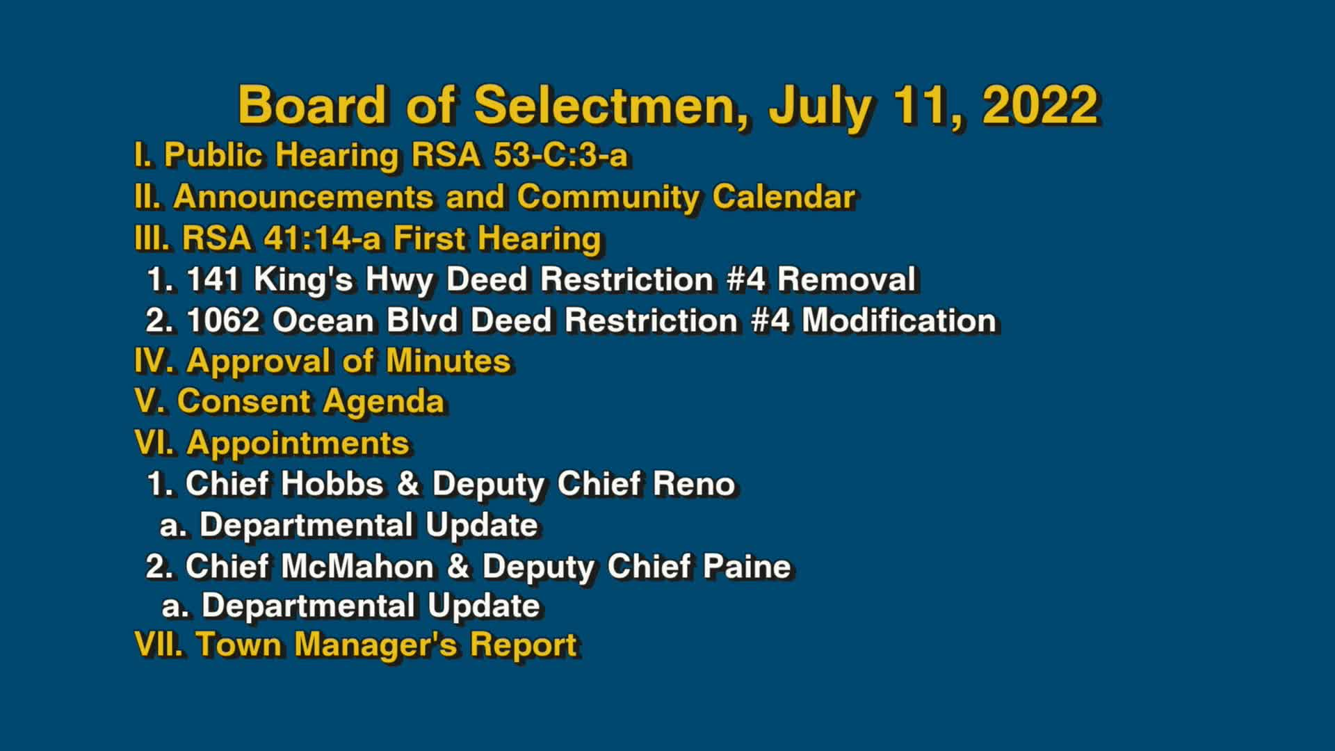 Thumbnail image for Board of Selectmen, July 11, 2022
