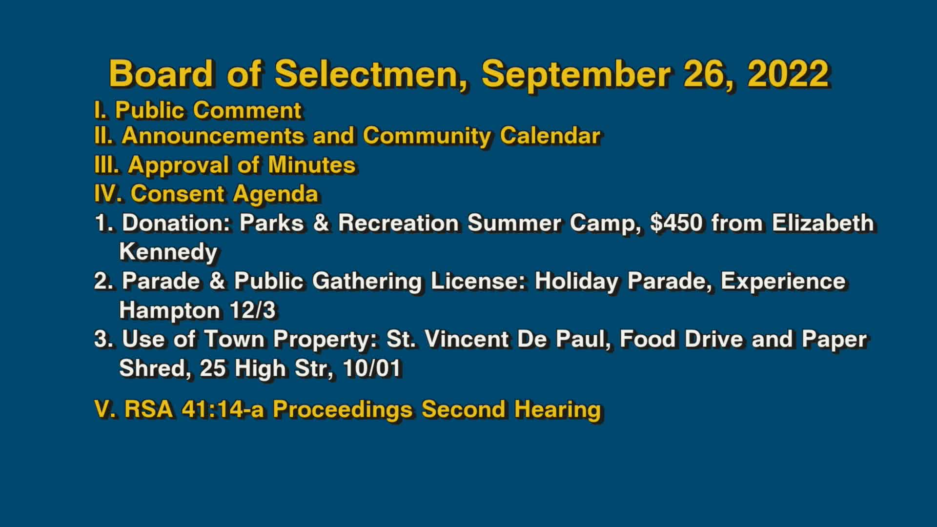 Thumbnail image for Board of Selectmen, September 26, 2022