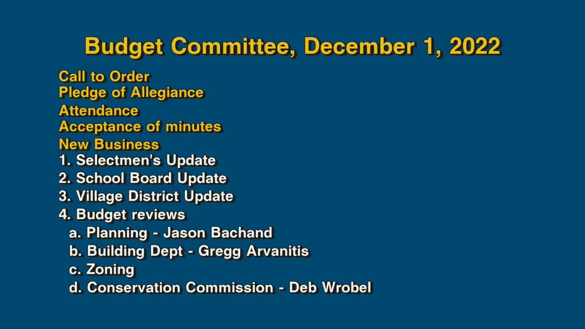Thumbnail image for Budget Committee, December 1, 2022