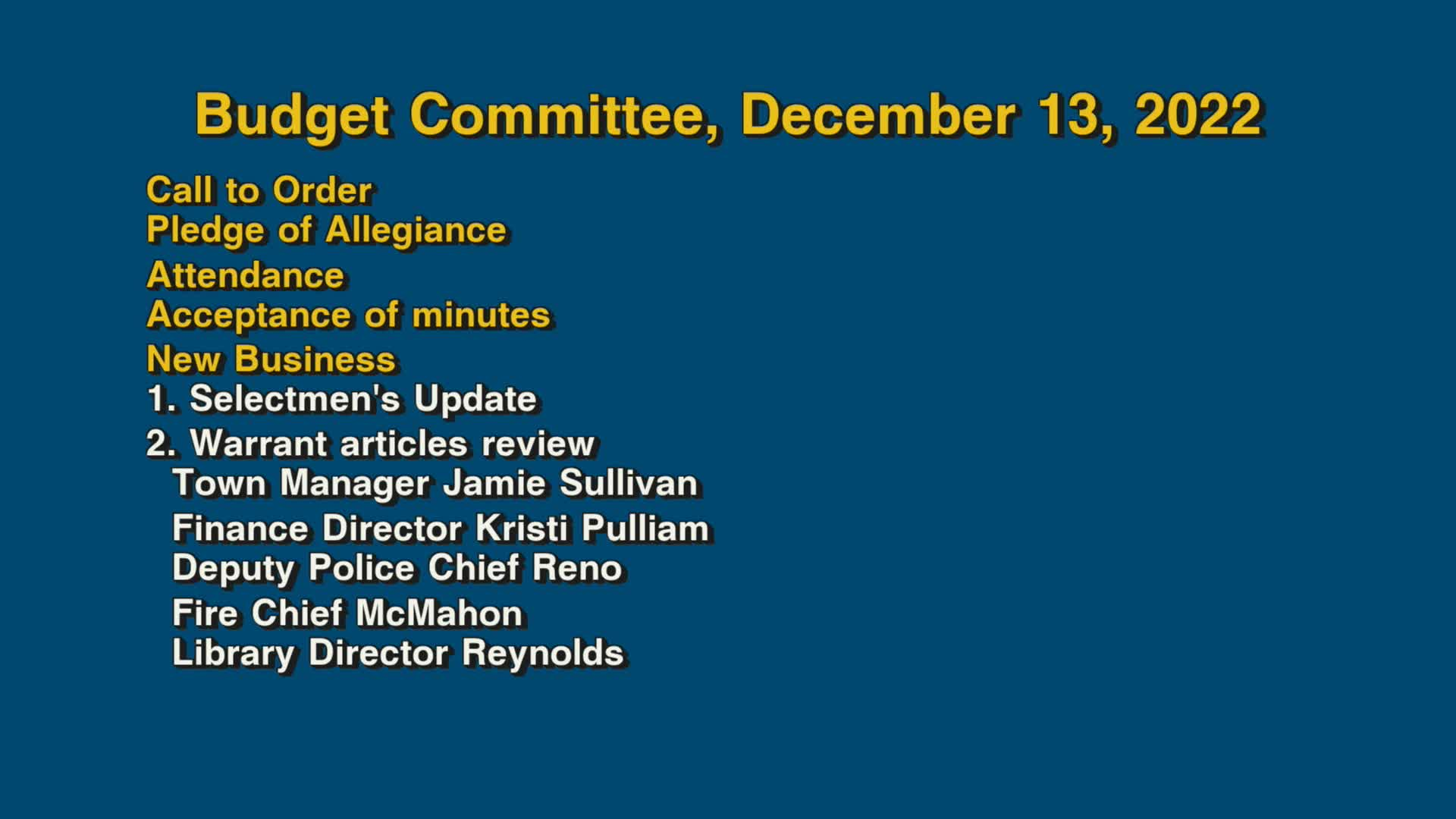 Thumbnail image for Budget Committee, December 13, 2022