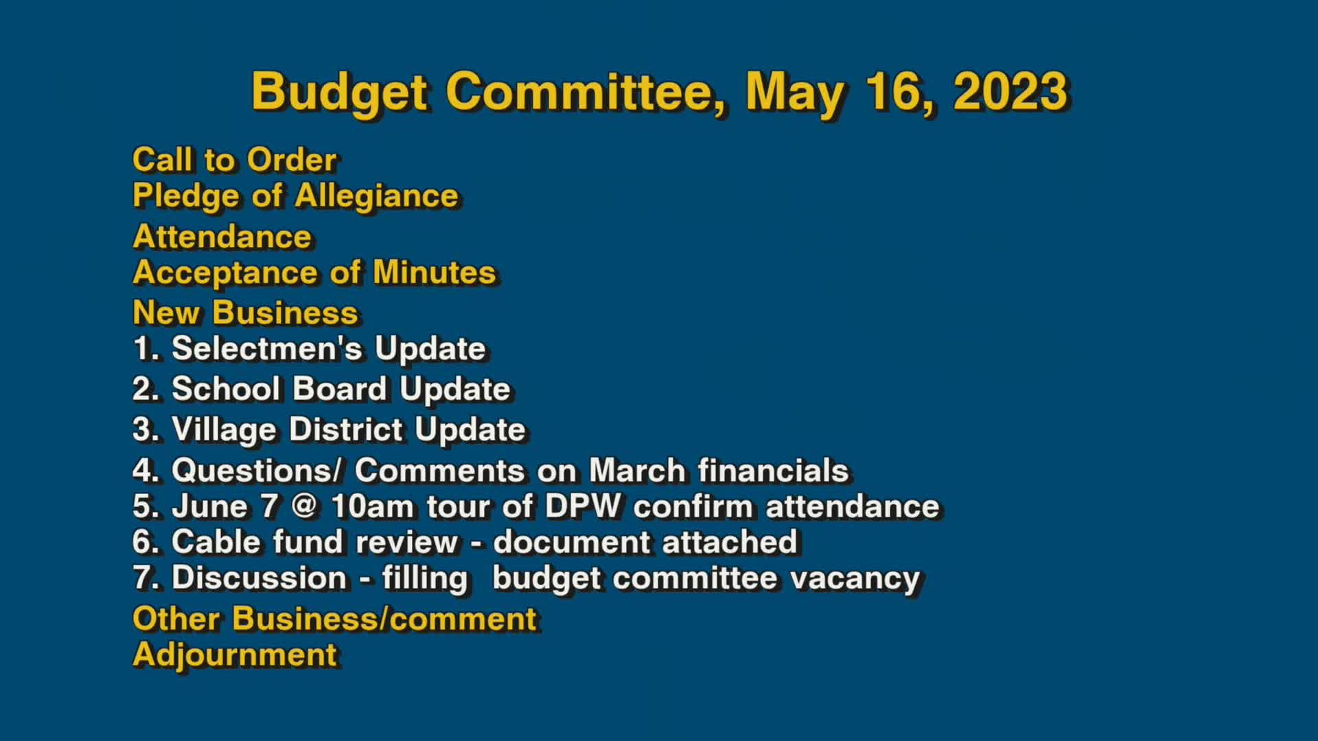 Thumbnail image for Budget Committee, May 15, 2023