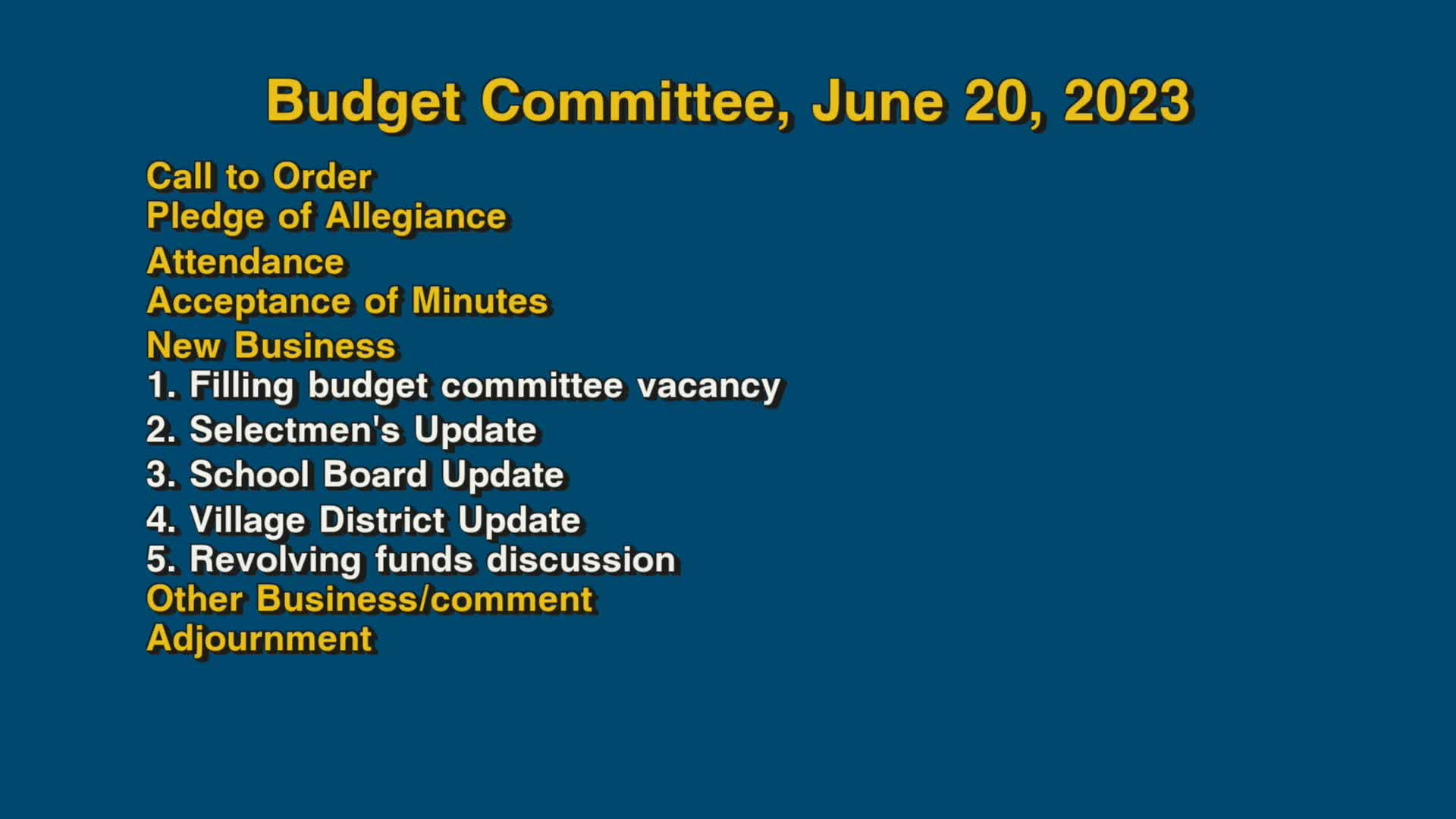 Thumbnail image for Budget Committee, June 20, 2023
