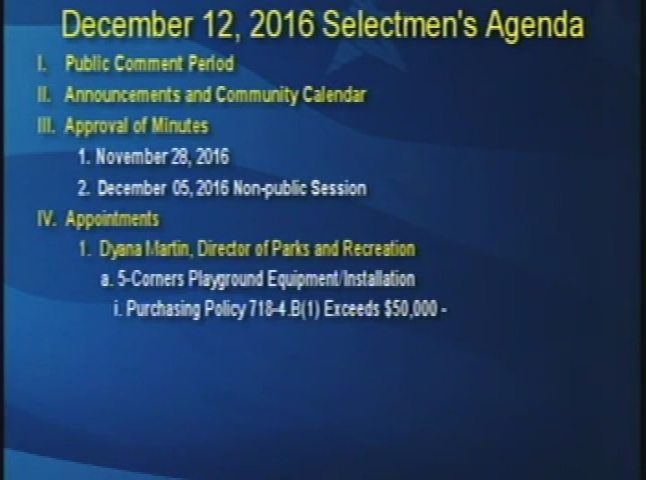 Thumbnail image for Board of Selectmen, December 12, 2016