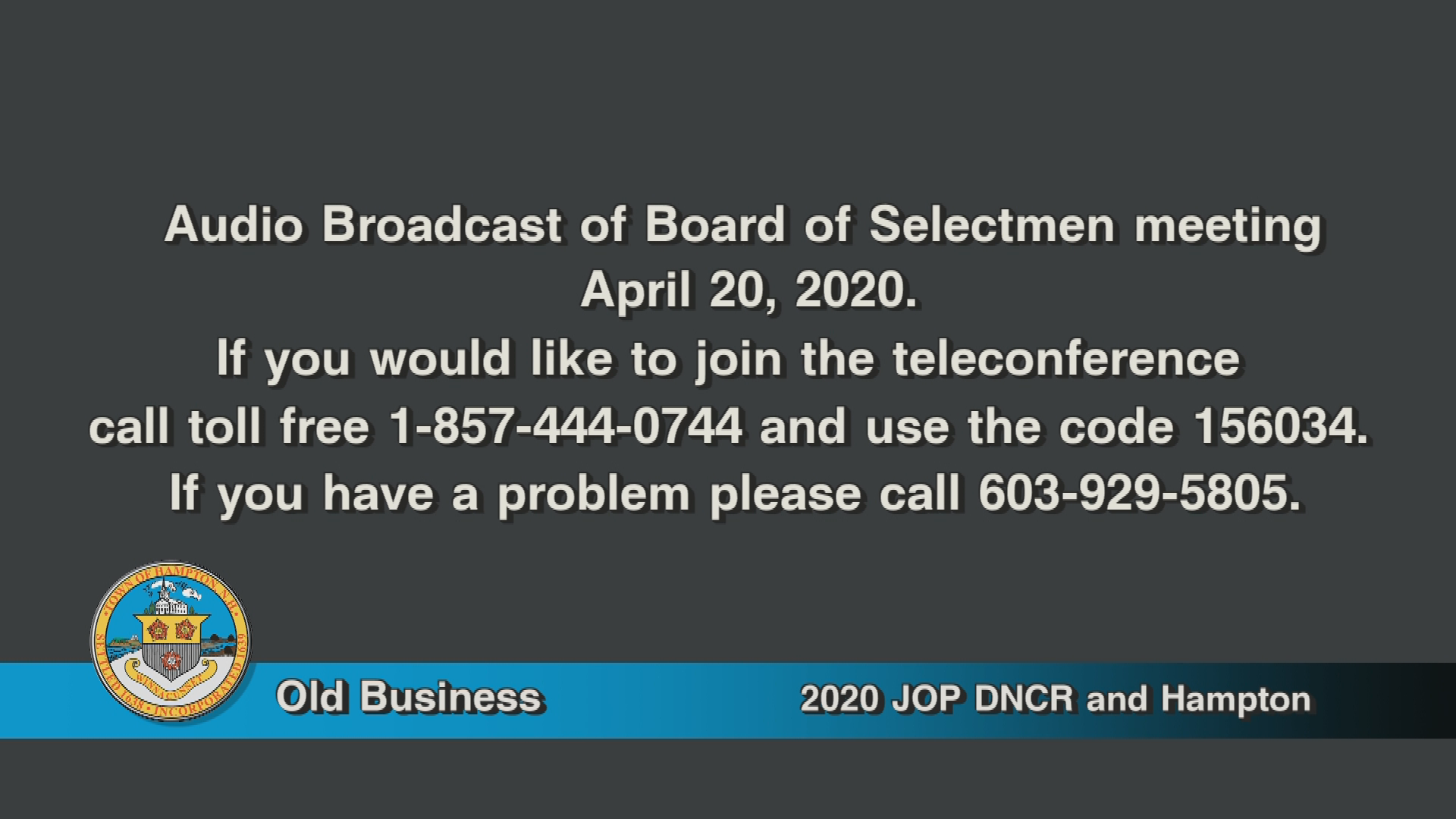 Thumbnail image for Board of Selectmen, April 20, 2020